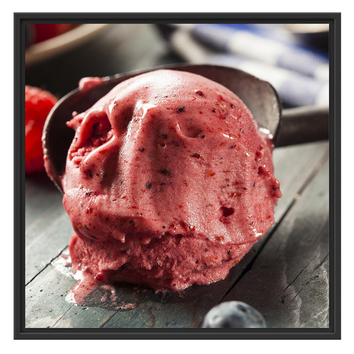 Köstliches Beeren Eis Schattenfugenrahmen Quadratisch 70x70