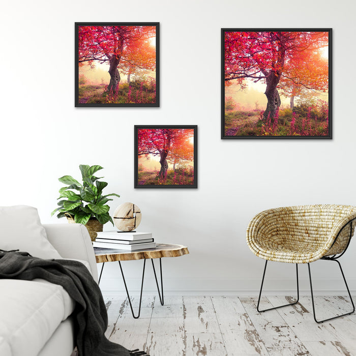 Ruhige Herbstlandschaft Quadratisch Schattenfugenrahmen Wohnzimmer