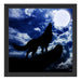 Wolf im Mondschein Schattenfugenrahmen Quadratisch 40x40