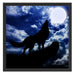 Wolf im Mondschein Schattenfugenrahmen Quadratisch 55x55