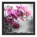 Orchideenblüten über Wasser Schattenfugenrahmen Quadratisch 40x40