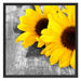 schöne Sonnenblumen auf Holztisch Schattenfugenrahmen Quadratisch 70x70