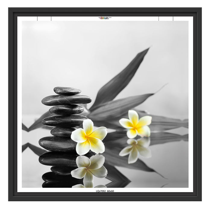 Monoi Blüten Zen Steinturm Schattenfugenrahmen Quadratisch 55x55