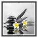 Monoi Blüten Zen Steinturm Schattenfugenrahmen Quadratisch 70x70