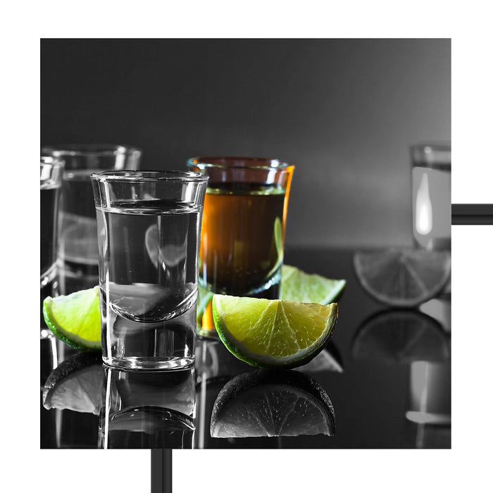 Tequila Shots mit Limetten Schattenfugenrahmen Quadratisch 55x55