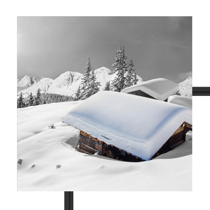 Berghütten in den Alpen Schattenfugenrahmen Quadratisch 55x55