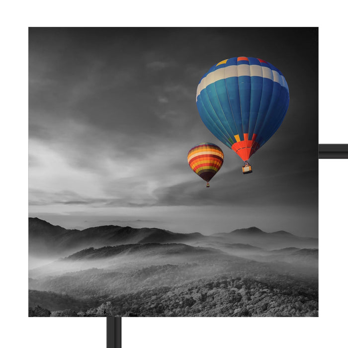 Heißluftballons über den Alpen Schattenfugenrahmen Quadratisch 55x55