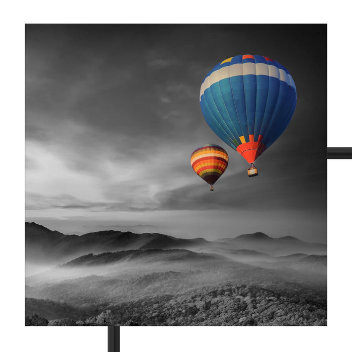 Heißluftballons über den Alpen Schattenfugenrahmen Quadratisch 70x70