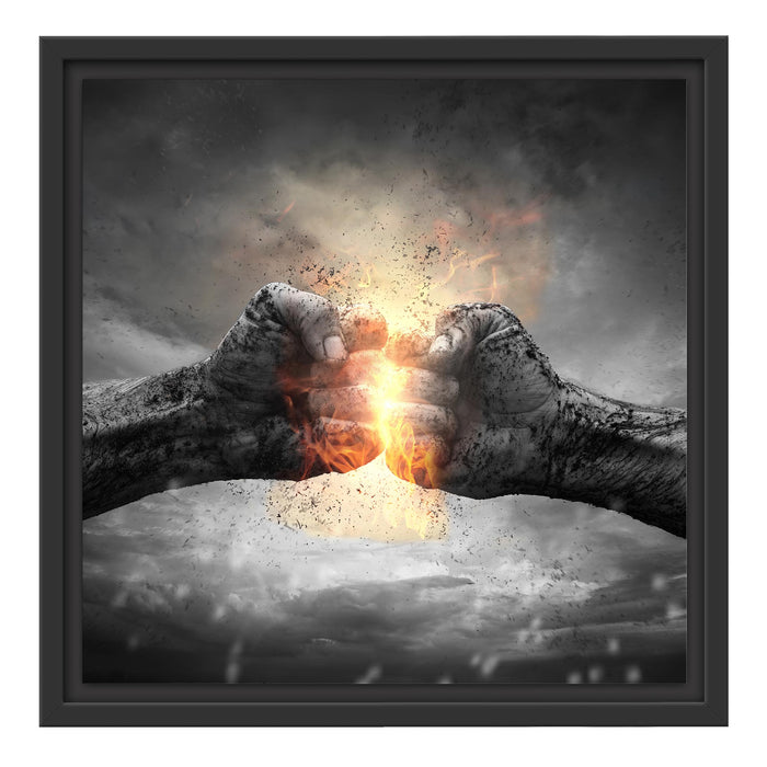 Fäuste mit Energie Schattenfugenrahmen Quadratisch 40x40