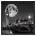 Big Ben mit Mond London Schattenfugenrahmen Quadratisch 70x70