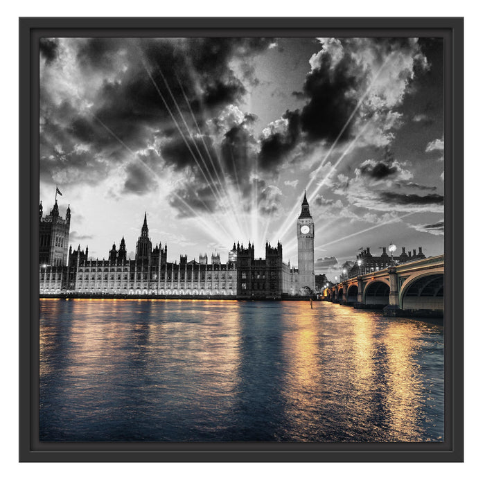Westminster Abbey mit Big Ben Schattenfugenrahmen Quadratisch 55x55