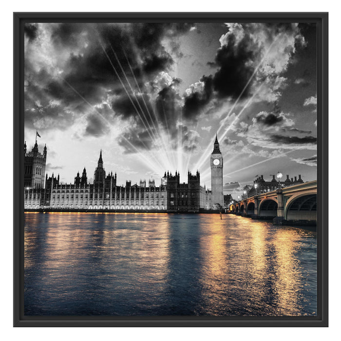 Westminster Abbey mit Big Ben Schattenfugenrahmen Quadratisch 70x70