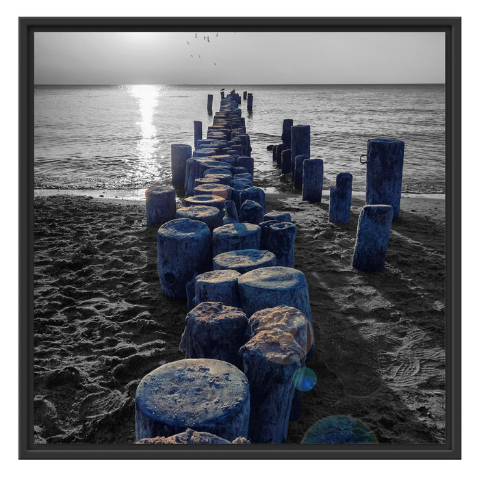 einzigartige Baumstümpfe am Meer Schattenfugenrahmen Quadratisch 70x70