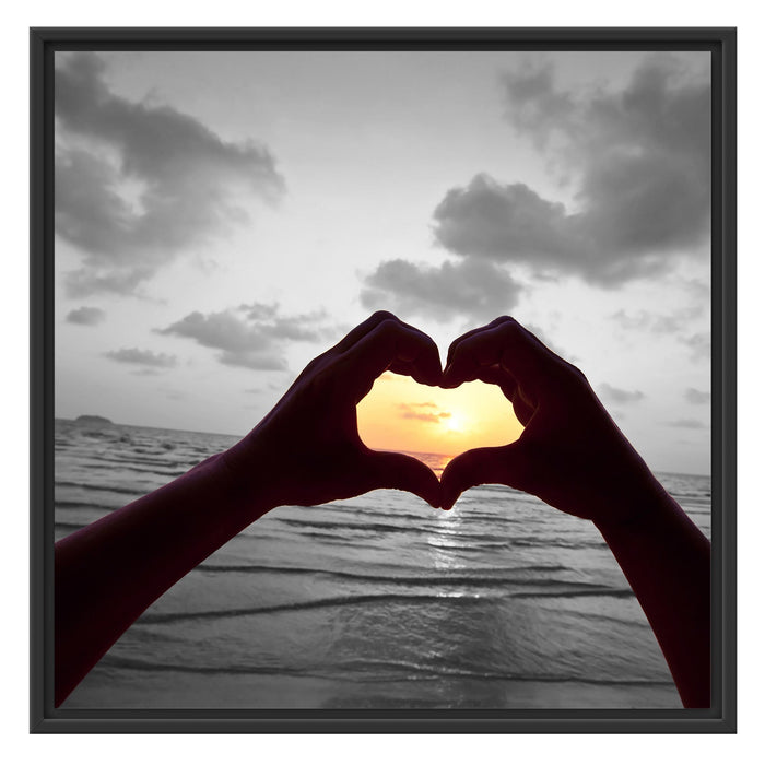 Hände zu einem Herz geformt Schattenfugenrahmen Quadratisch 70x70