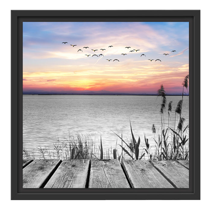 Steg mit Ausblick auf das Meer Schattenfugenrahmen Quadratisch 40x40