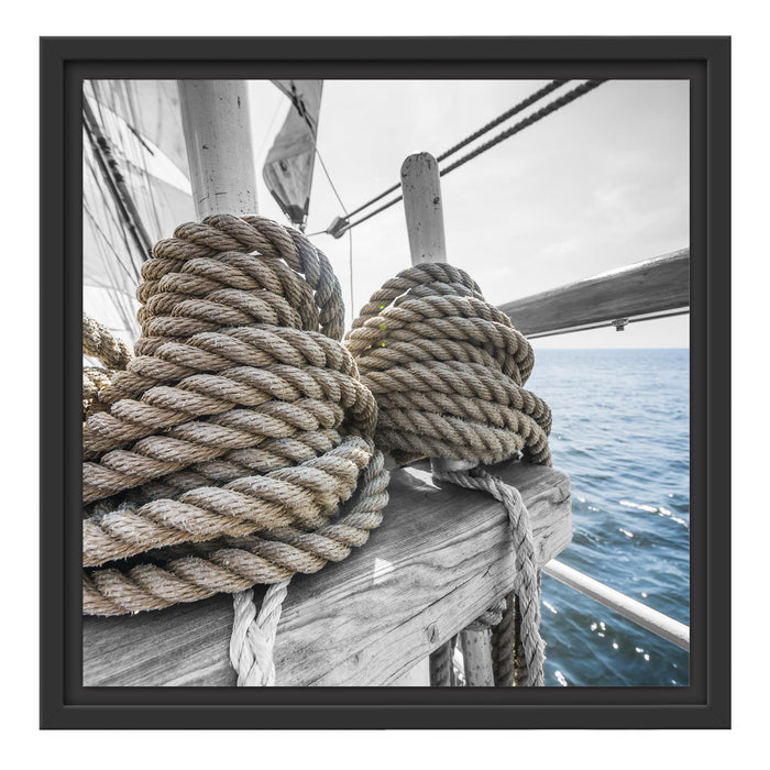 Tau Seile auf einem Schiff Schattenfugenrahmen Quadratisch 40x40