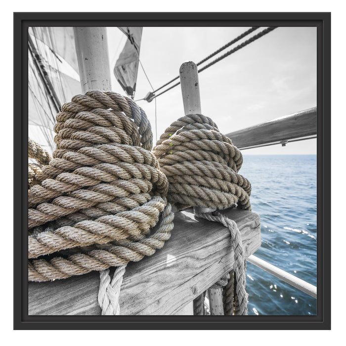 Tau Seile auf einem Schiff Schattenfugenrahmen Quadratisch 55x55
