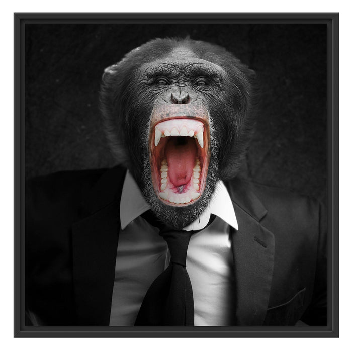 brüllender Affe im Anzug Schattenfugenrahmen Quadratisch 70x70