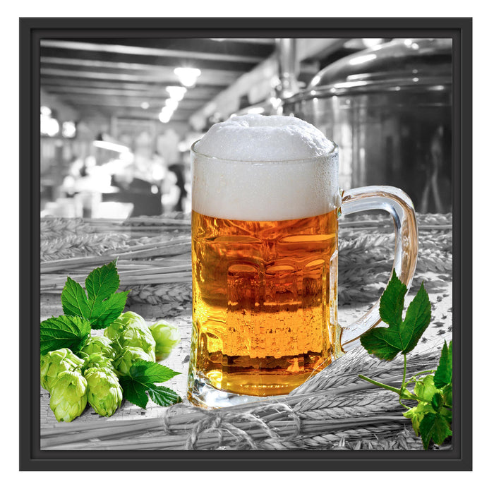 Frisches Bier mit Schaumkrone Schattenfugenrahmen Quadratisch 55x55