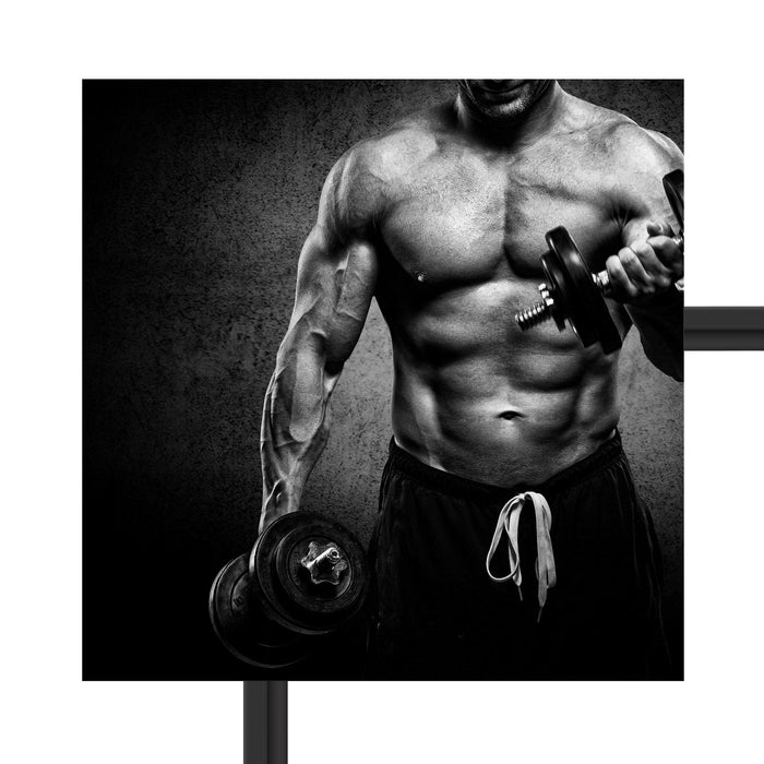 Trainierender Bodybuilder Schattenfugenrahmen Quadratisch 40x40