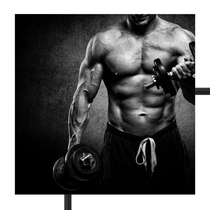 Trainierender Bodybuilder Schattenfugenrahmen Quadratisch 70x70