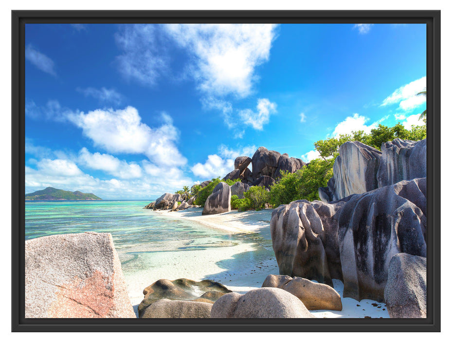 Seychellen Strand Schattenfugenrahmen 80x60