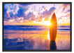 Surfbrett am Strand Schattenfugenrahmen 100x70
