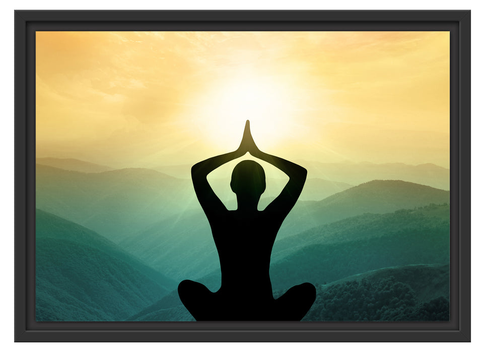 Yoga und Meditation Schattenfugenrahmen 55x40