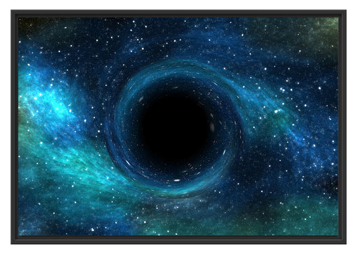 Schwarzes Loch im Weltall Schattenfugenrahmen 100x70