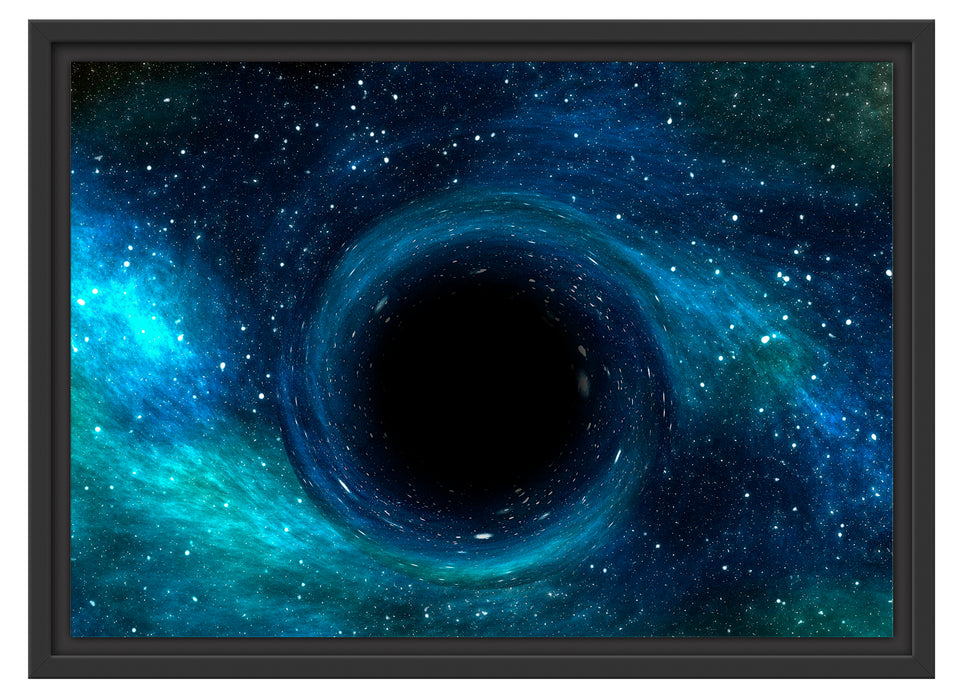 Schwarzes Loch im Weltall Schattenfugenrahmen 55x40