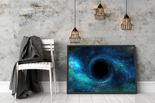 Schwarzes Loch im Weltall Schattenfugenrahmen Wohnzimmer