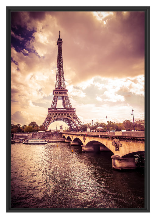 Eiffelturm in Paris Schattenfugenrahmen 100x70
