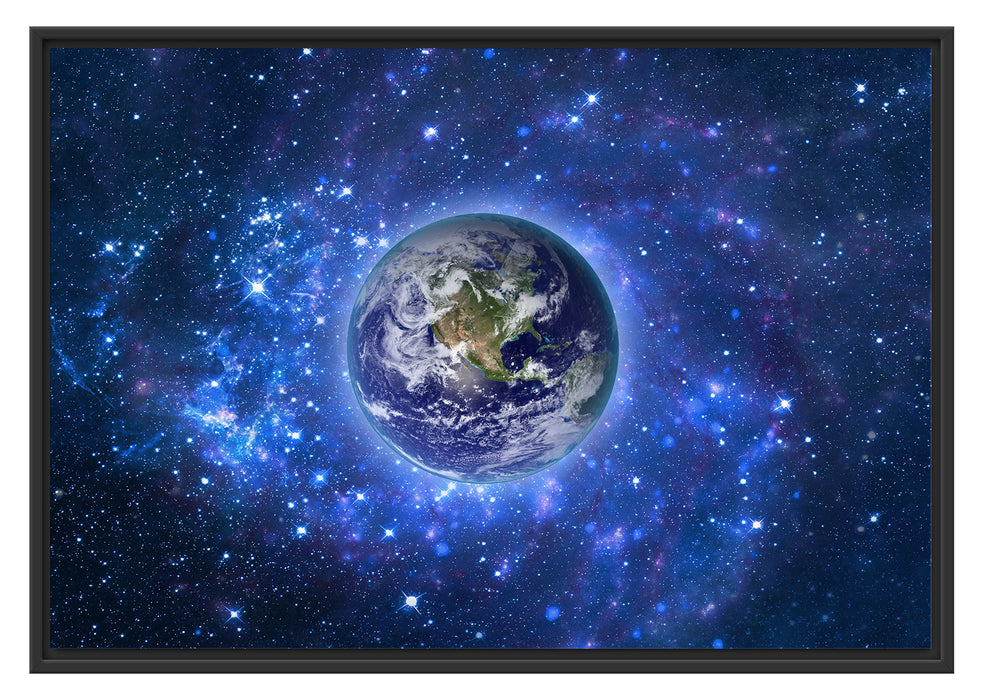 Pixxprint Planet Erde im Weltraum, im Schwebe-Effekt Bilderrahmen