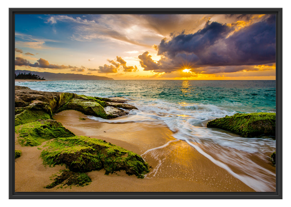 Pixxprint Sonnenuntergang auf Hawaii, im Schwebe-Effekt Bilderrahmen