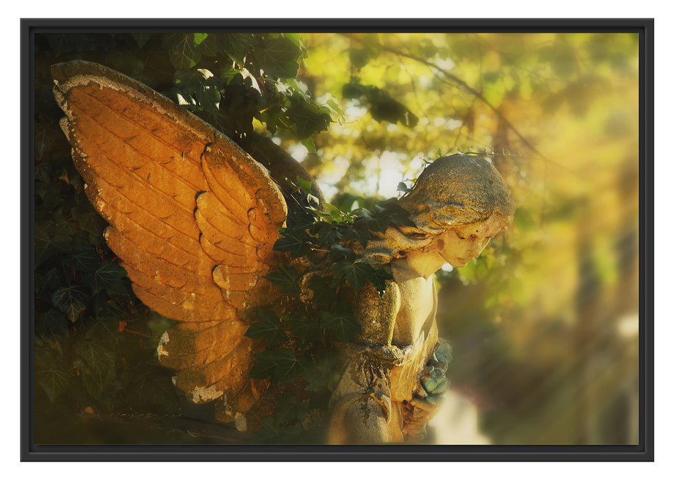 Pixxprint Goldenen Engel im Sonnenlicht, im Schwebe-Effekt Bilderrahmen