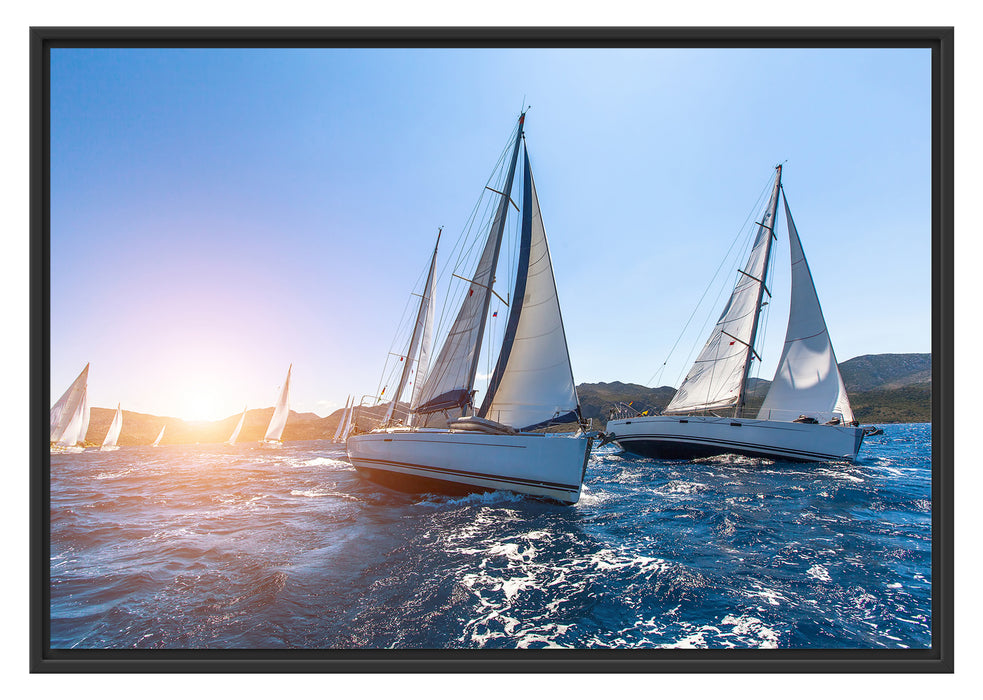 Pixxprint Luxusyachten bei Segelregatta, im Schwebe-Effekt Bilderrahmen