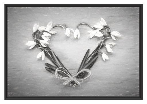 Herz aus Blumen Kunst Schattenfugenrahmen 100x70
