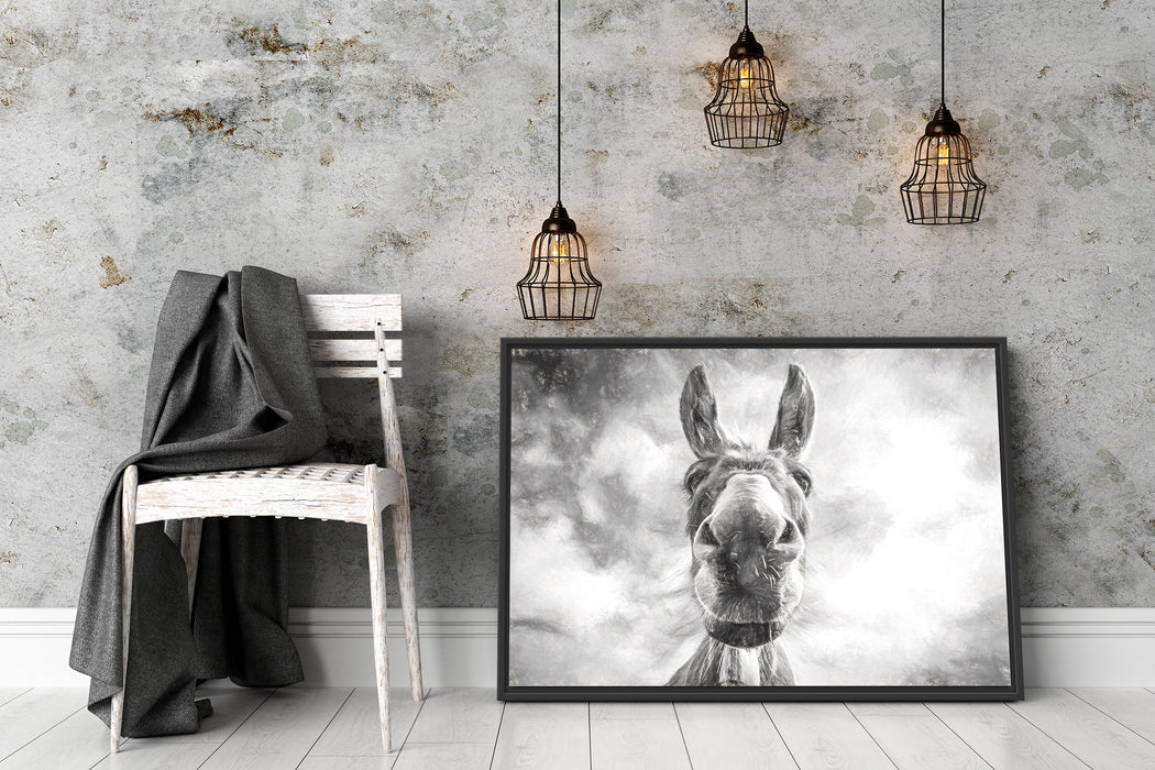 Lustiger Esel Kunst Schattenfugenrahmen Wohnzimmer