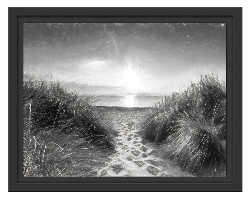 der Weg ins Meer Kunst Schattenfugenrahmen 38x30