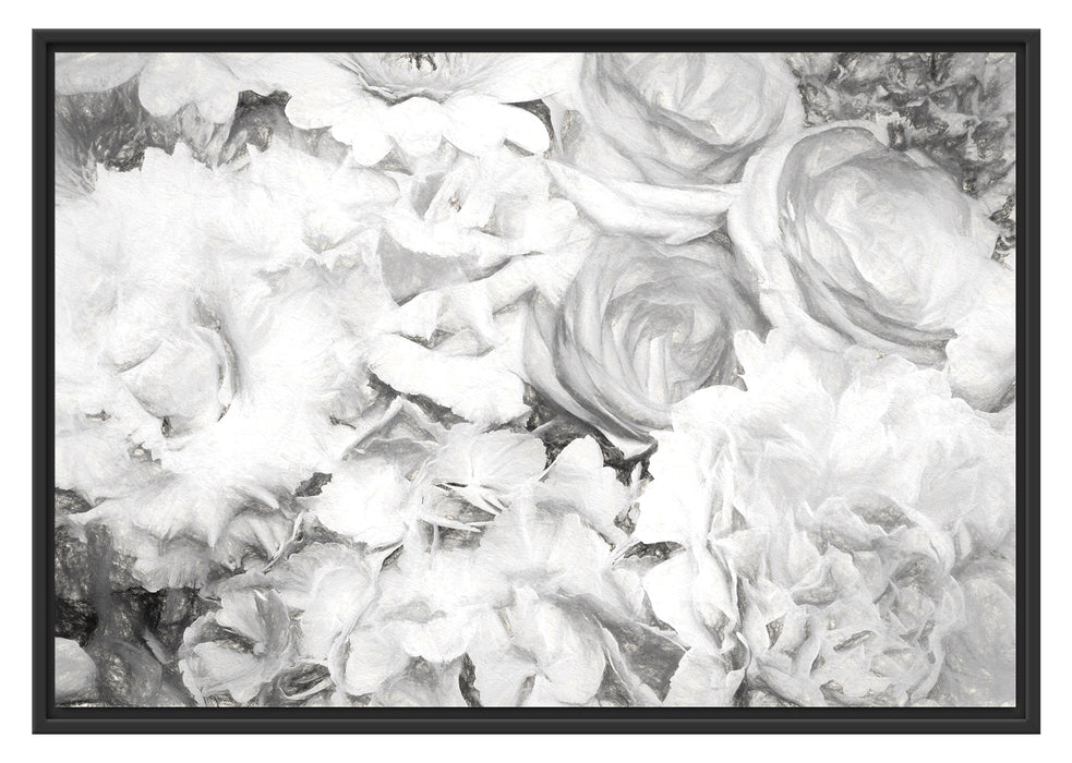prachtvoller Blumenstrauss Kunst Schattenfugenrahmen 100x70