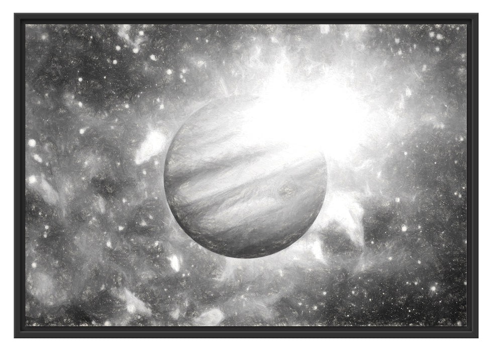 Planet Jupiter im Universum Kunst Schattenfugenrahmen 100x70