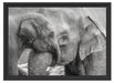 Elefantenmutter mit Kalb Schattenfugenrahmen 55x40