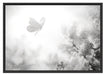 Schmetterling Kirschblüten Schattenfugenrahmen 100x70