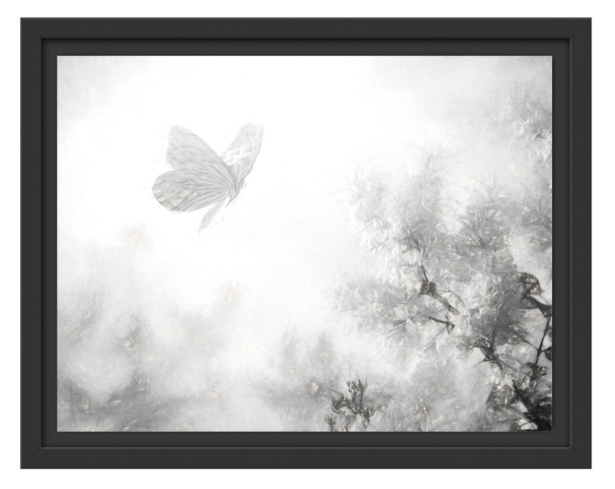 Schmetterling Kirschblüten Schattenfugenrahmen 38x30
