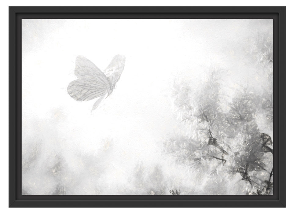 Schmetterling Kirschblüten Schattenfugenrahmen 55x40