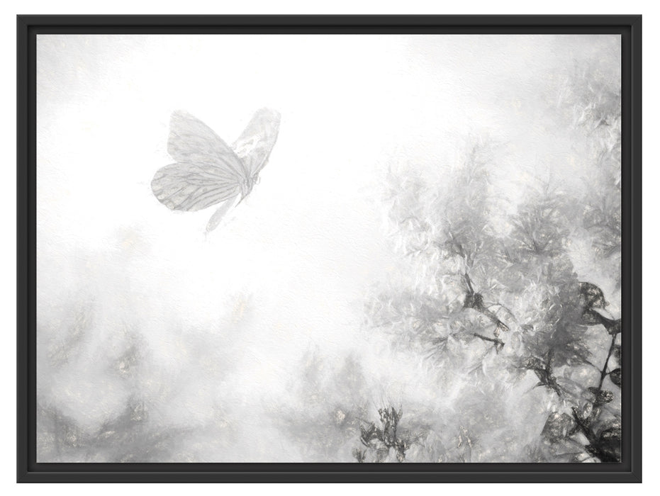 Schmetterling Kirschblüten Schattenfugenrahmen 80x60