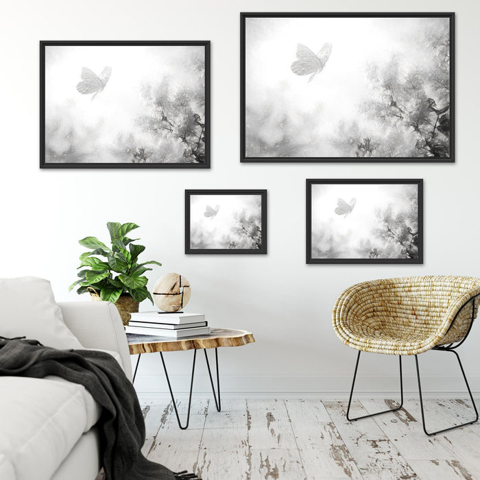 Schmetterling Kirschblüten Schattenfugenrahmen Dekovorschlag