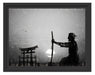 Samurai-Meister vor Horizont Schattenfugenrahmen 38x30