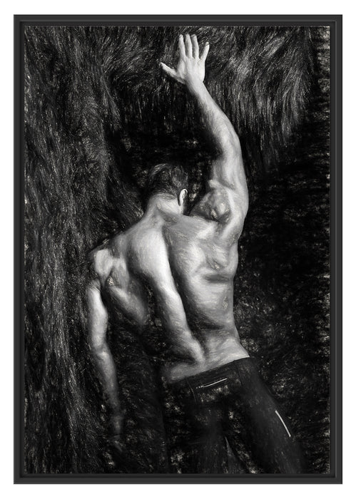 Muskulöser sexy Mann Kunst Schattenfugenrahmen 100x70