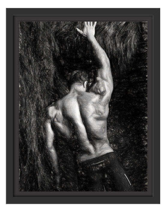 Muskulöser sexy Mann Kunst Schattenfugenrahmen 38x30
